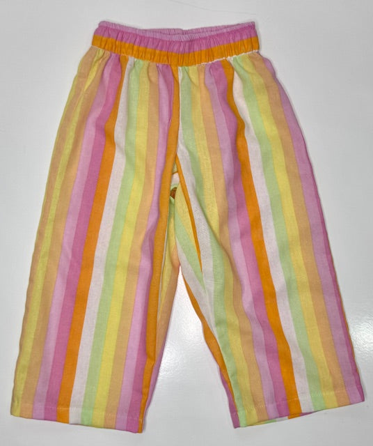 Luca wide leg trouser in Linen - multi colour stripe