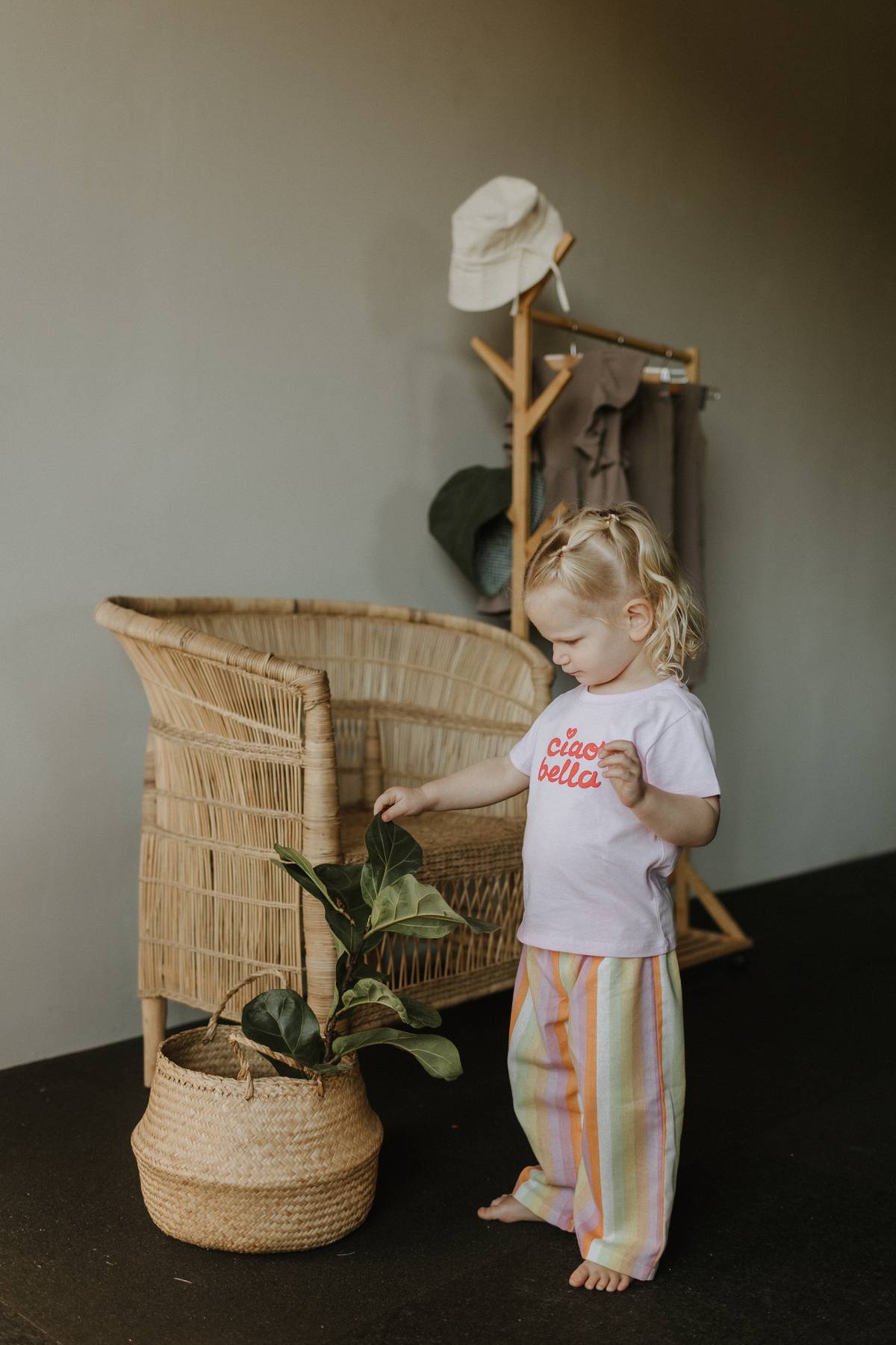 Luca wide leg trouser in Linen - multi colour stripe