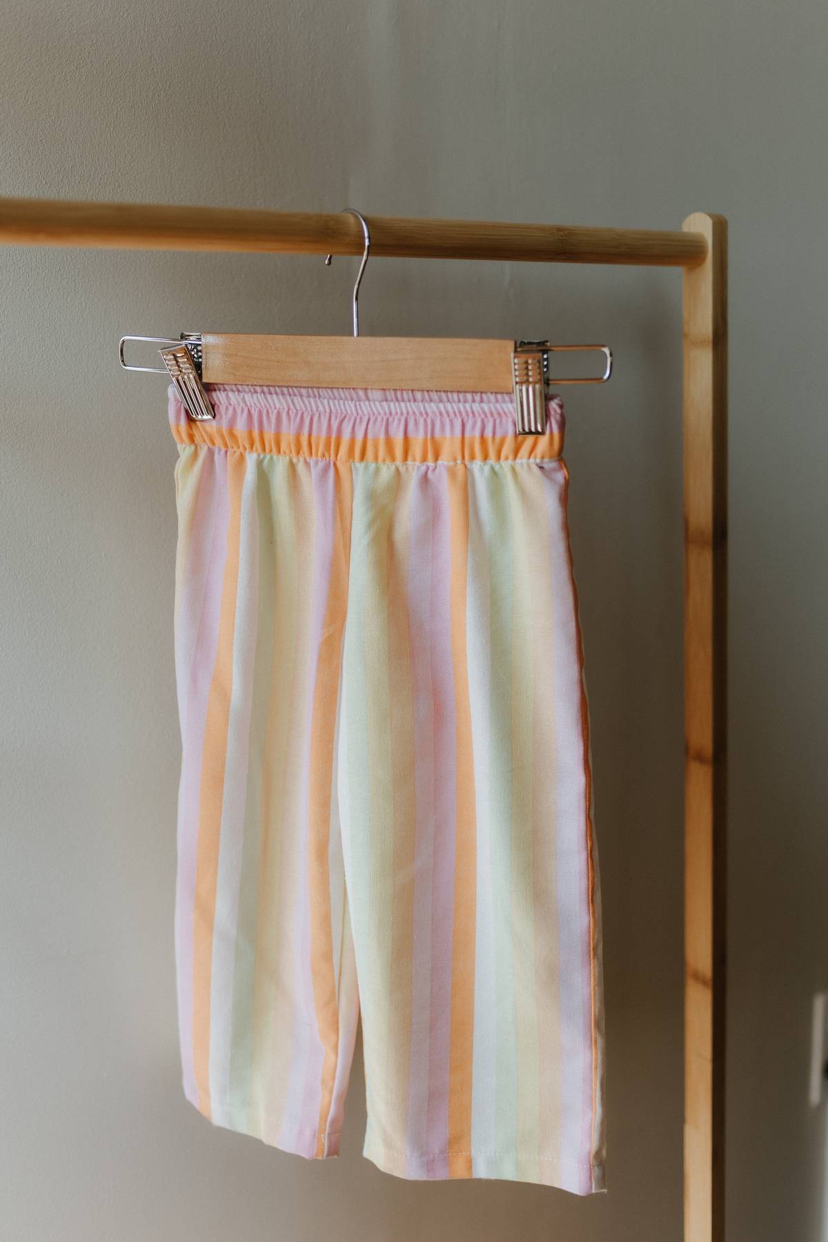 Luca wide leg trouser in Linen - multi colour stripe