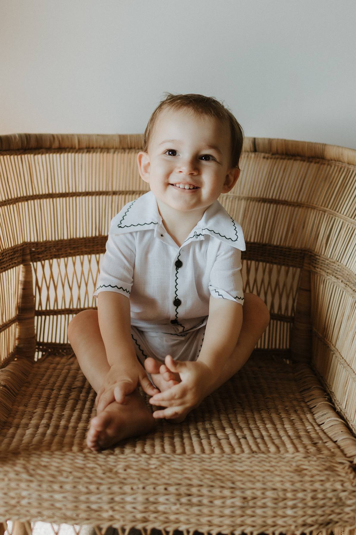 Embroidered Linen Christmas Set in Full White