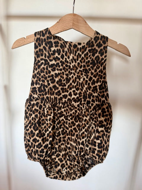 Animal print bow romper